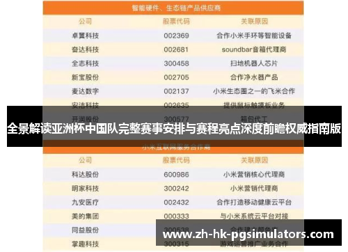 全景解读亚洲杯中国队完整赛事安排与赛程亮点深度前瞻权威指南版